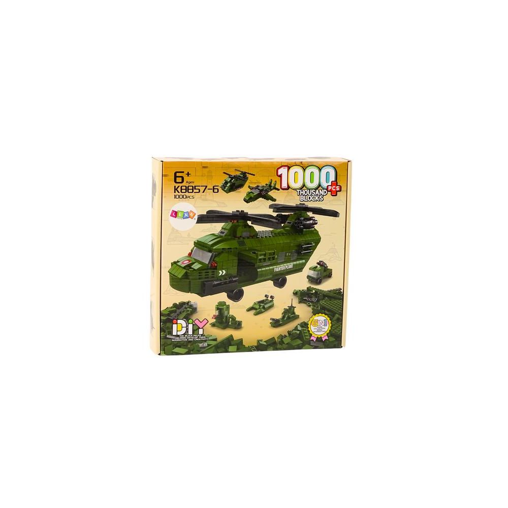 Zestaw Klocków Helikopter Wojskowy Militarny Zielony 1000 El