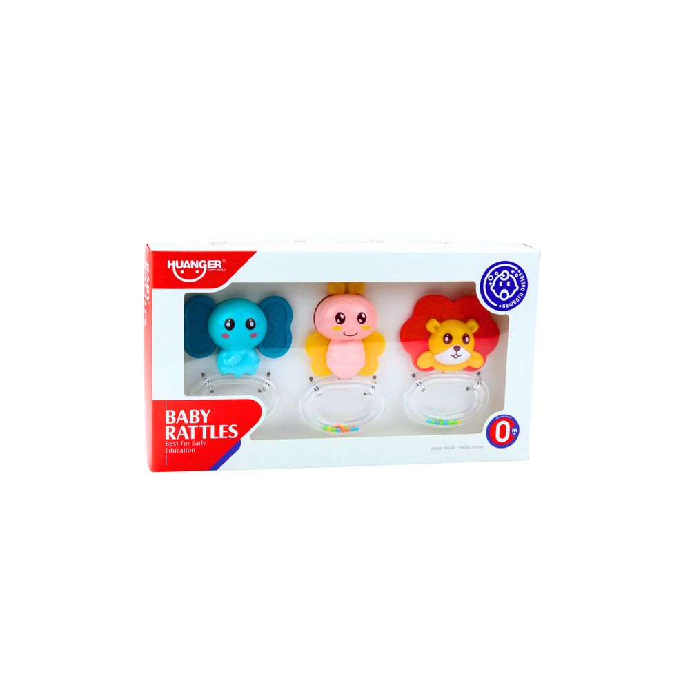 Zestaw Gryzaków Grzechotek Dla Niemowlaka Zwierzątka 3 ele.
