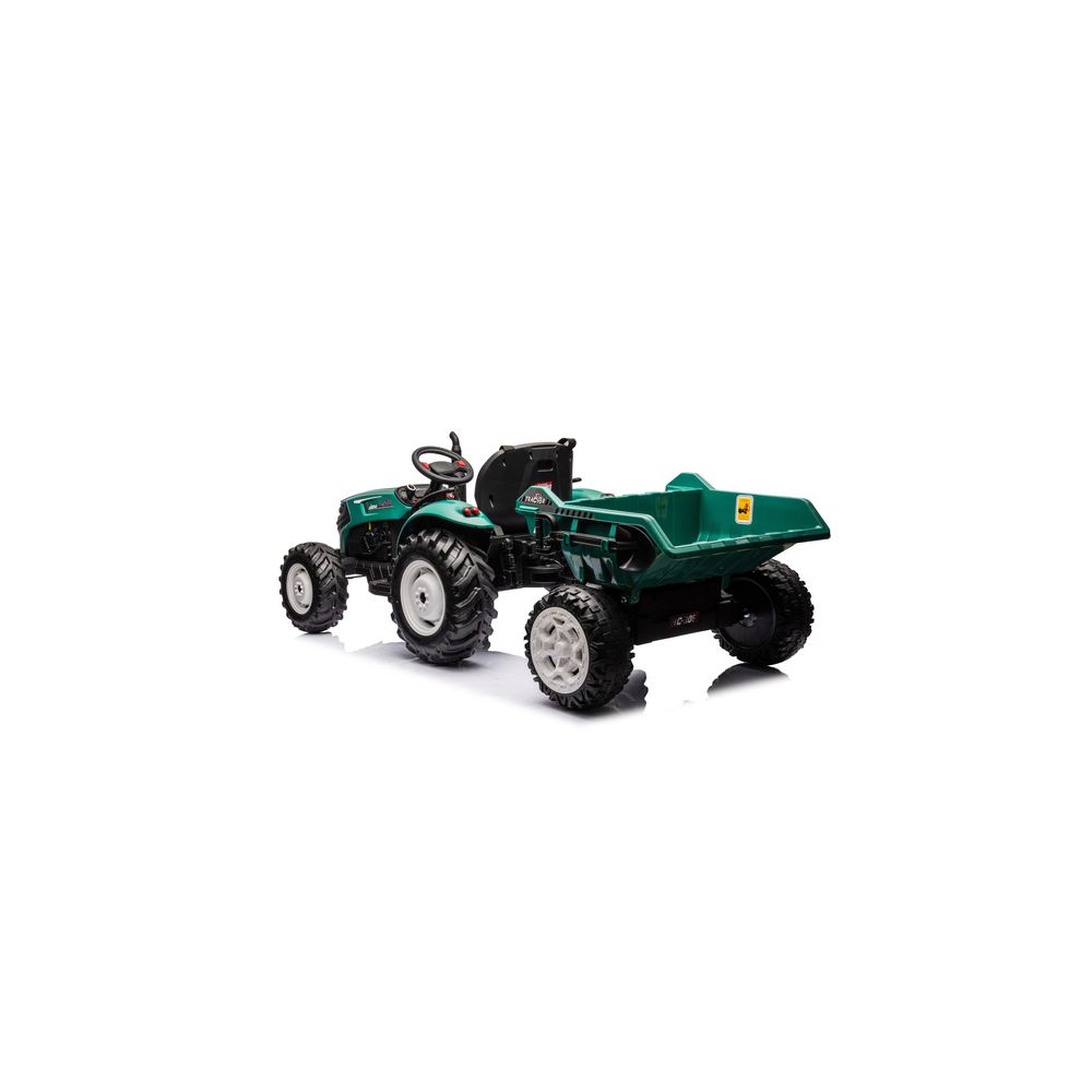 Traktor Na Akumulator HC-306 Z Przyczepą Ciemno Zielony 24V