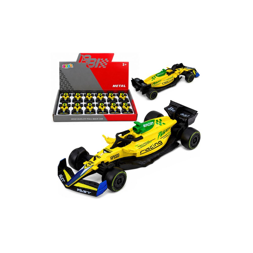 Autko Wyścigówka Metalowa Formuła Napęd Pull Back Żółta 1:43