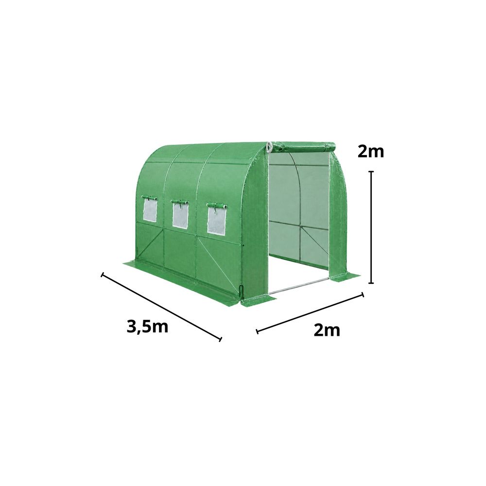 Tunel Ogrodowy Foliowy Szklarnia Na Warzywa Okna Zielony UV 3,5x2x2M 7M²