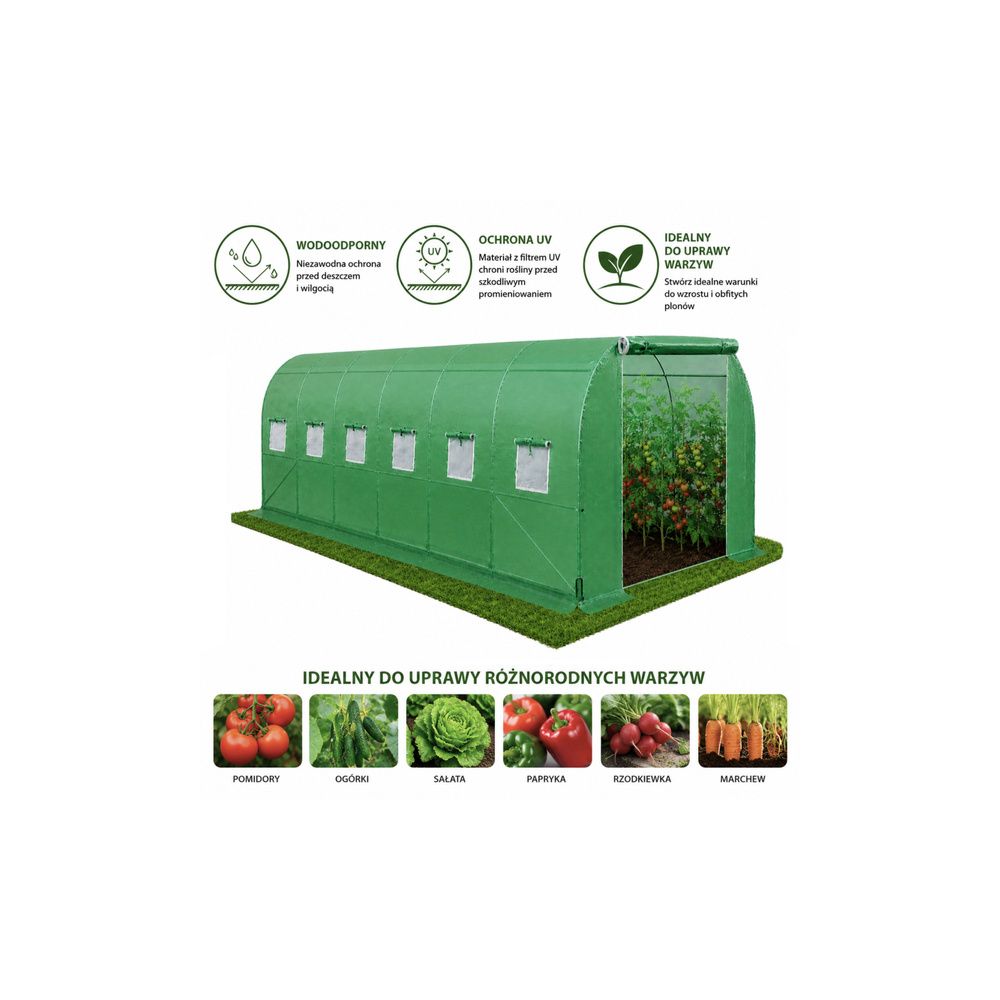 Tunel Ogrodowy Foliowy Szklarnia Na Warzywa PRO Stelaż 25MM 8x3x2M 24M²