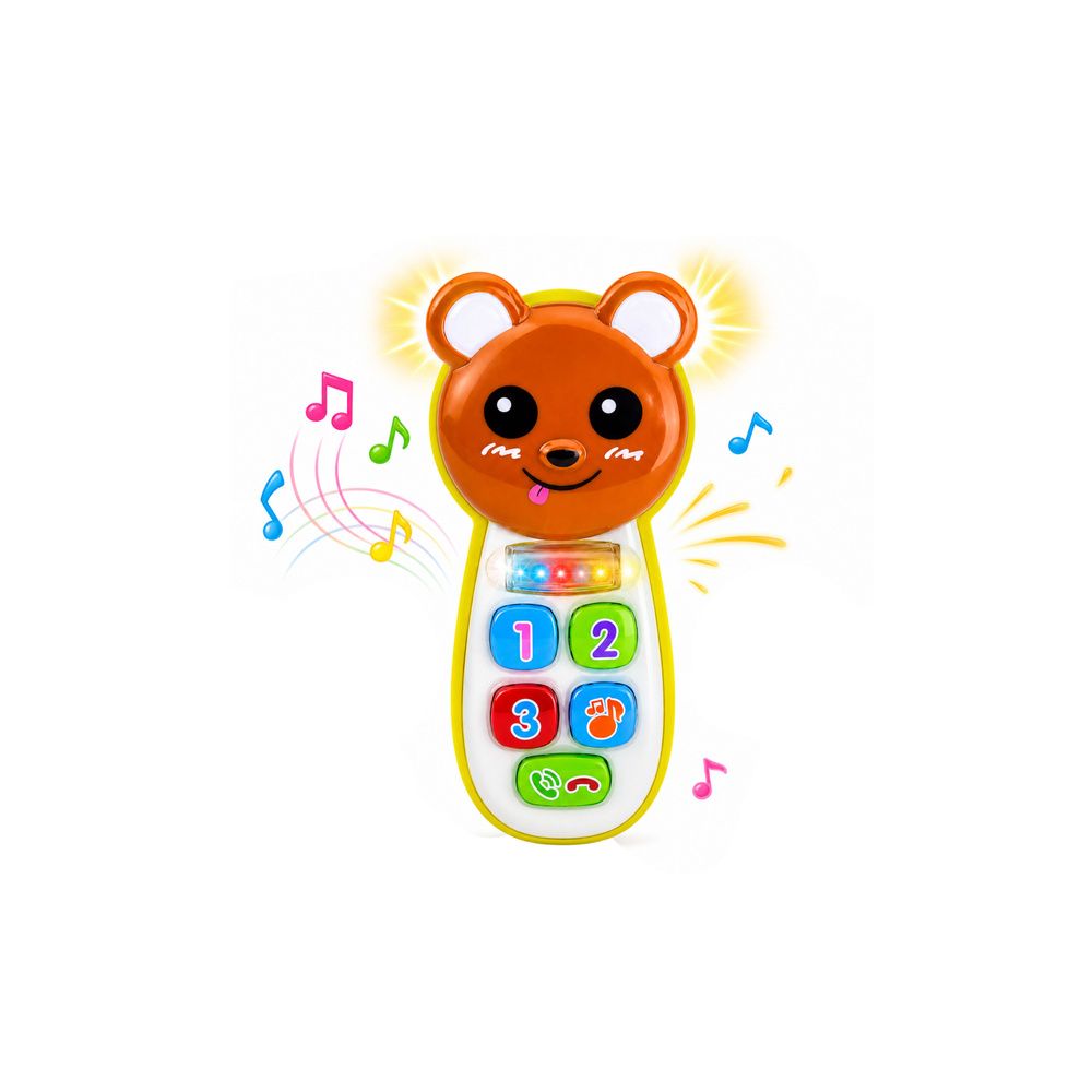 Interaktywny Telefon Dla Dzieci Miś Z Lusterkiem Grzechotka Światła Dźwięk