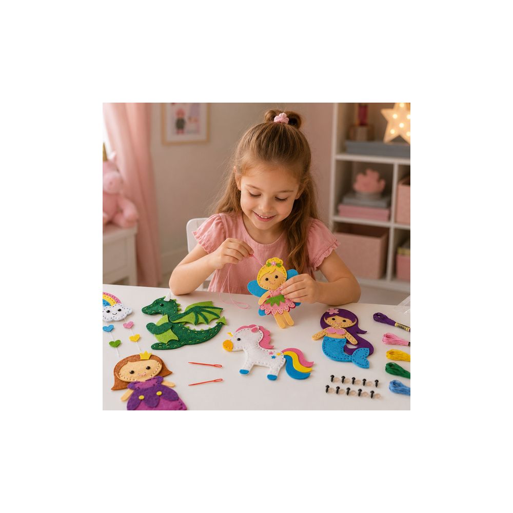 Zestaw Kreatywny Pluszaki Do Szycia Filcowe Baśniowa Kraina DIY 6 szt.