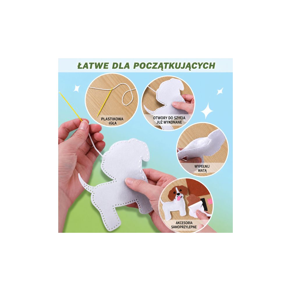 Zestaw Kreatywny Pluszaki Do Szycia Filcowe Maskotki Kotki DIY 6 szt.