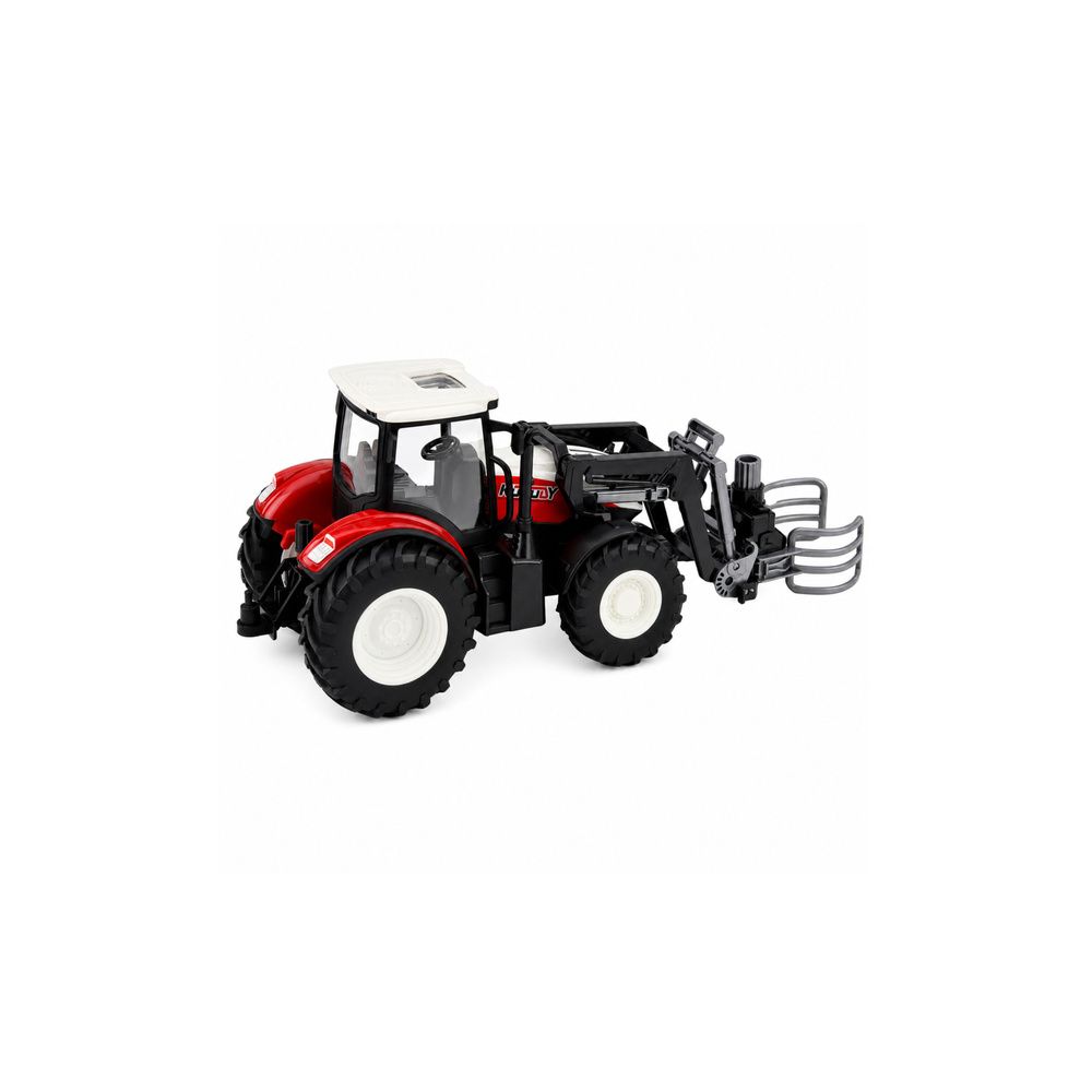 Traktor Rolniczy z Chwytakiem Do Bel Zdalnie Sterowany RC Czerwony 1:24