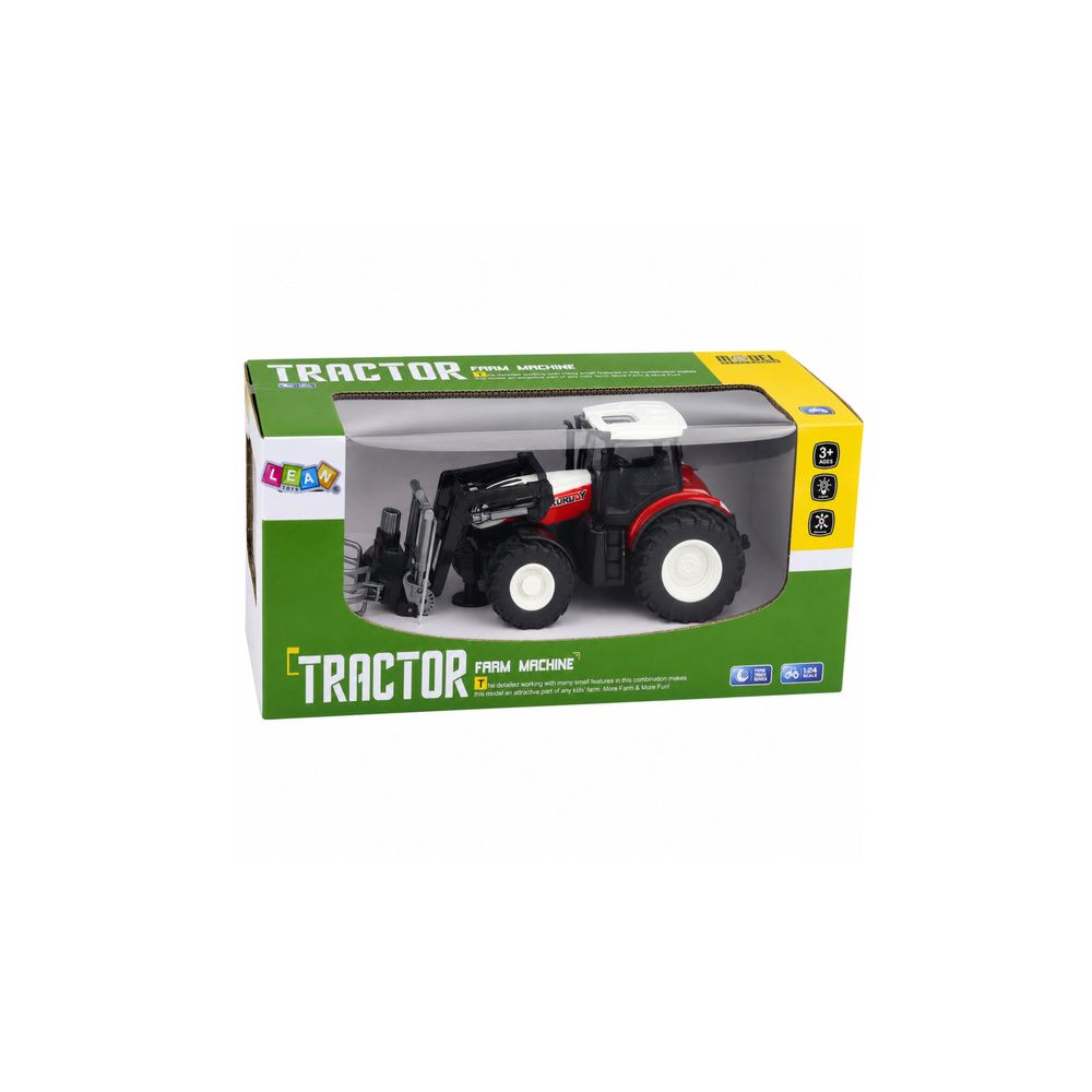Traktor Rolniczy z Chwytakiem Do Bel Zdalnie Sterowany RC Czerwony 1:24
