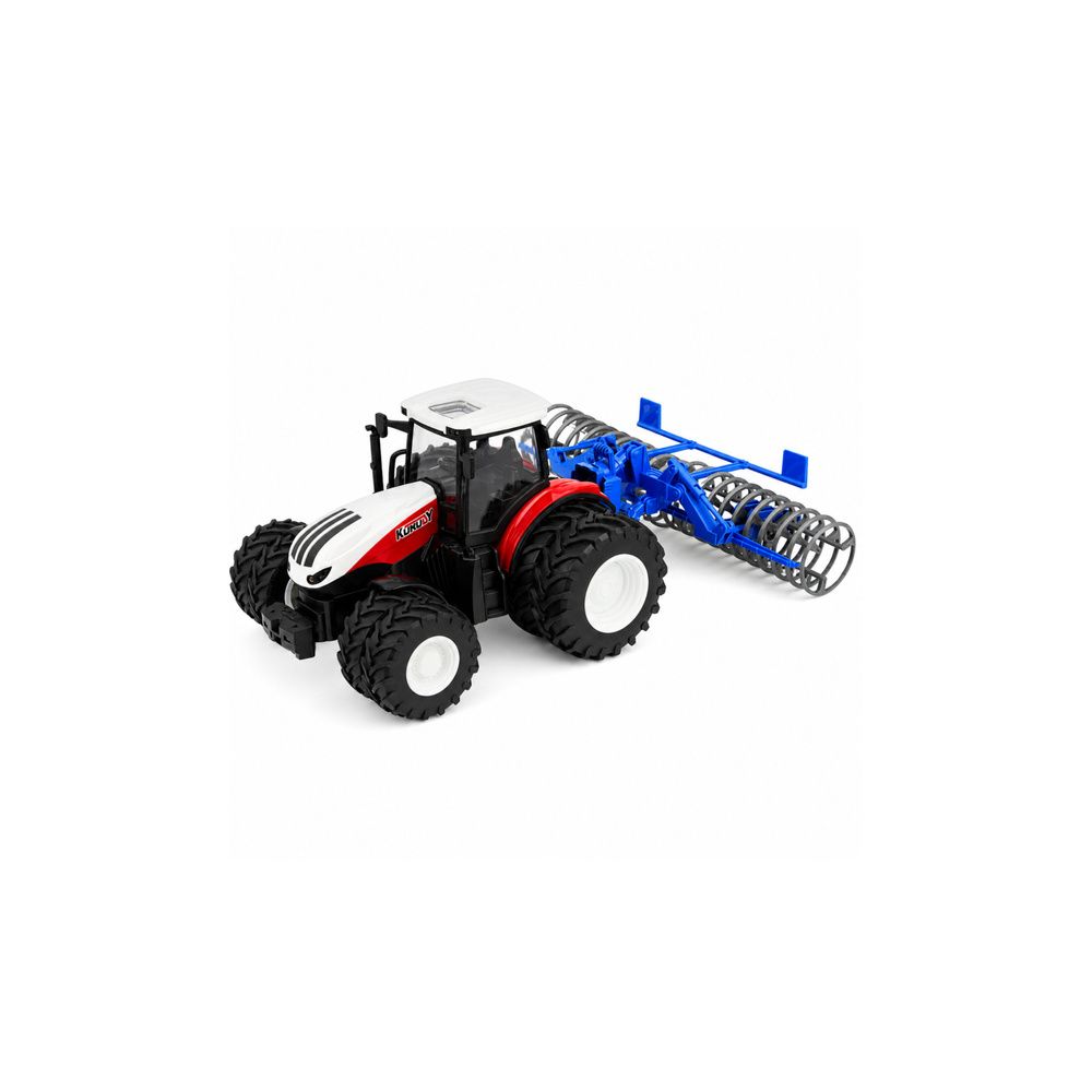 Traktor Z Wałem Rolniczym Zdalnie Sterowany RC Światła Czerwony 1:24