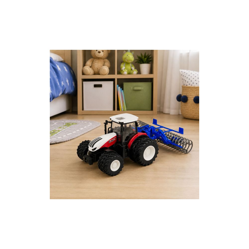 Traktor Z Wałem Rolniczym Zdalnie Sterowany RC Światła Czerwony 1:24