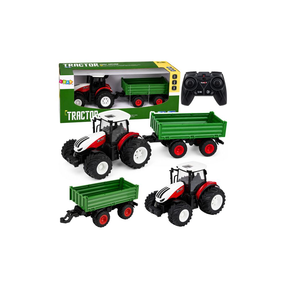 Traktor Rolniczy Z Przyczepą Wywrotką Zdalnie Sterowany Światła Dźwięk 1:24