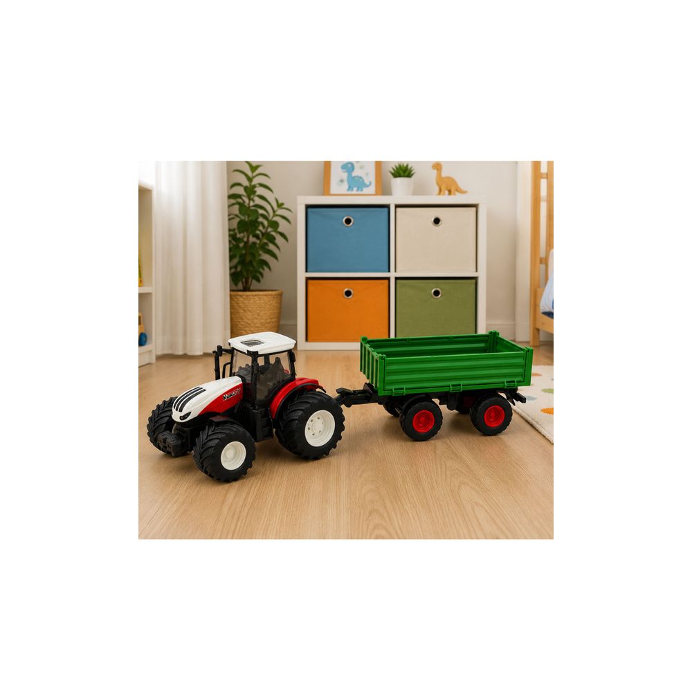 Traktor Rolniczy Z Przyczepą Wywrotką Zdalnie Sterowany Światła Dźwięk 1:24