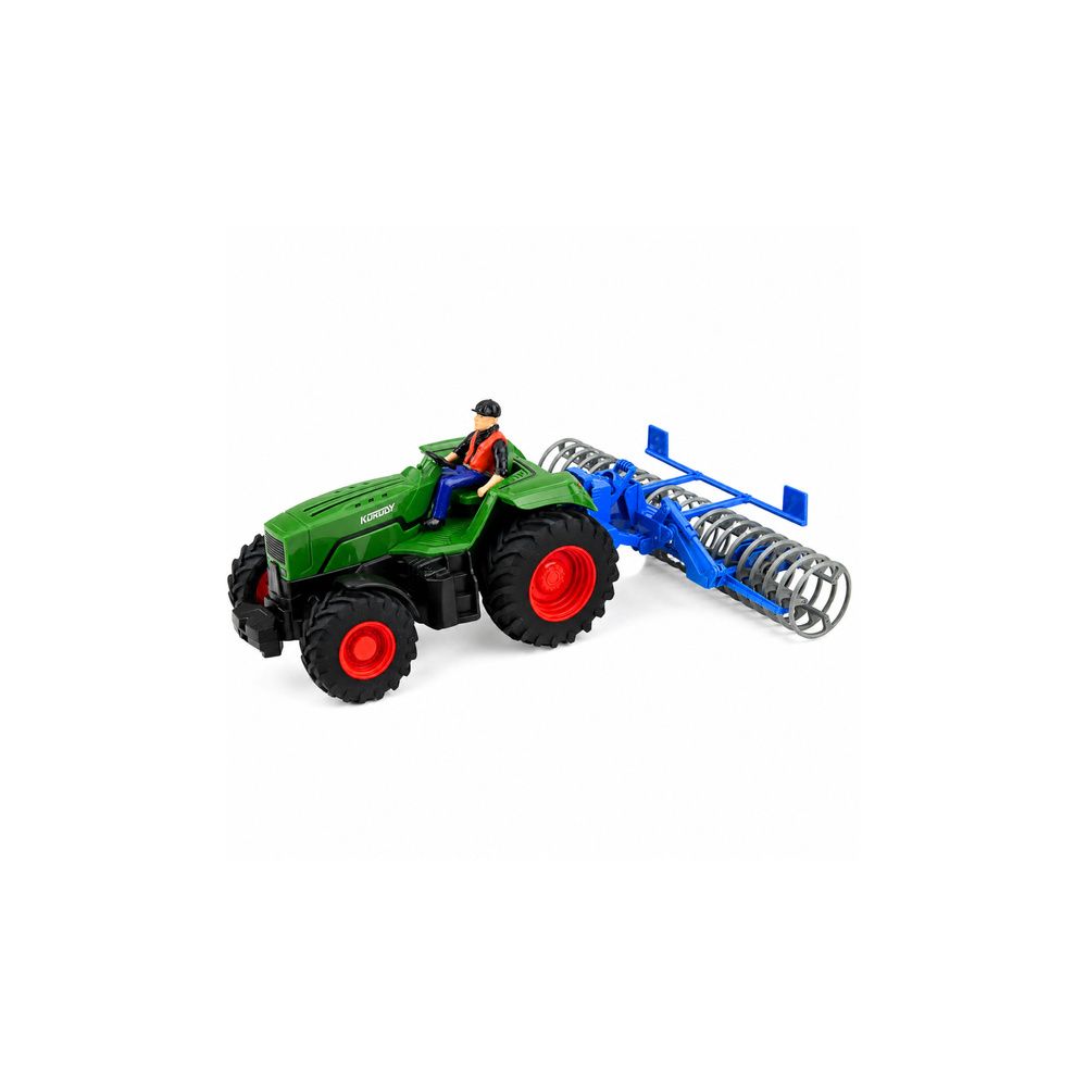 Traktor z Wałem Rolniczym i Rolnikiem Zdalnie Sterowany RC Zielony 1:24