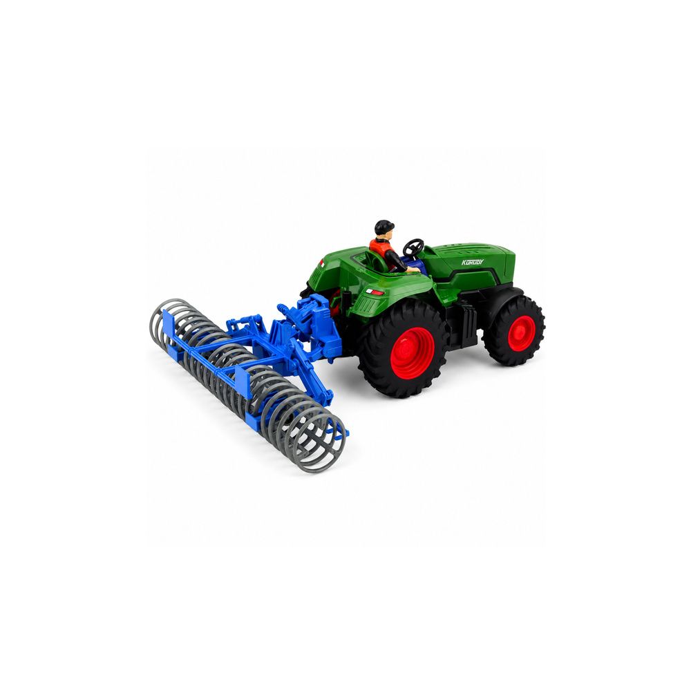 Traktor z Wałem Rolniczym i Rolnikiem Zdalnie Sterowany RC Zielony 1:24