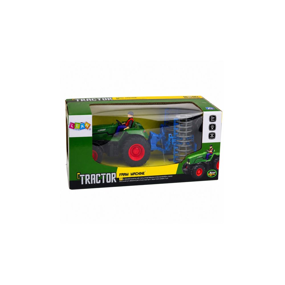 Traktor z Wałem Rolniczym i Rolnikiem Zdalnie Sterowany RC Zielony 1:24