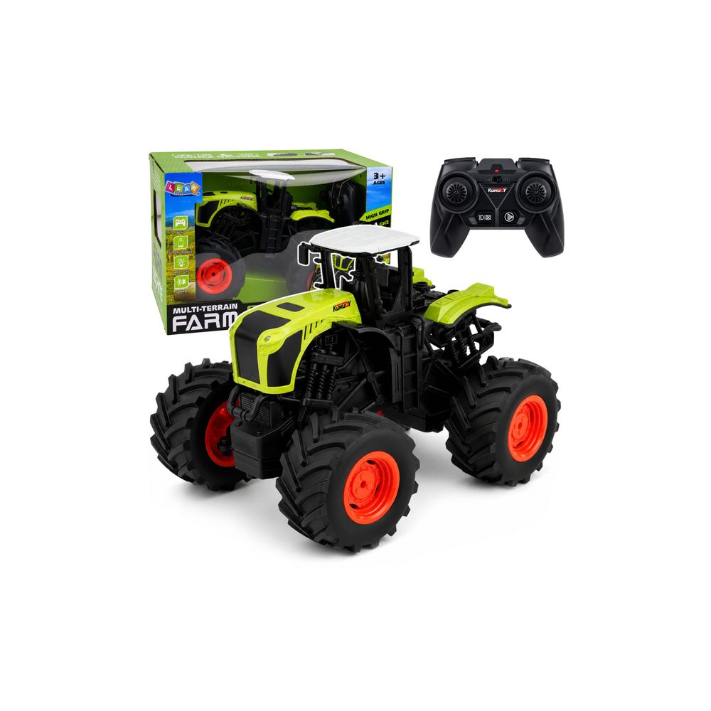 Wysoki Traktor Rolniczy Zdalnie Sterowany RC Zielony Światła Dźwięki 1:16