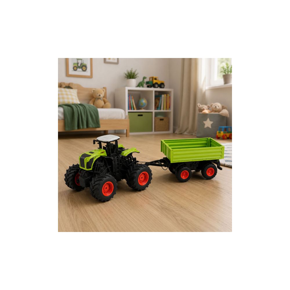 Wysoki Traktor Rolniczy Z Przyczepą Wywrotką Zdalnie Sterowany RC 1:16