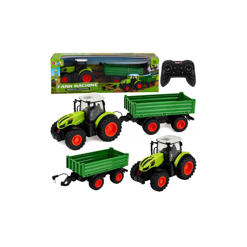 Traktor Rolniczy Z Przyczepą Wywrotką Zdalnie Sterowany RC Zielony 1:24