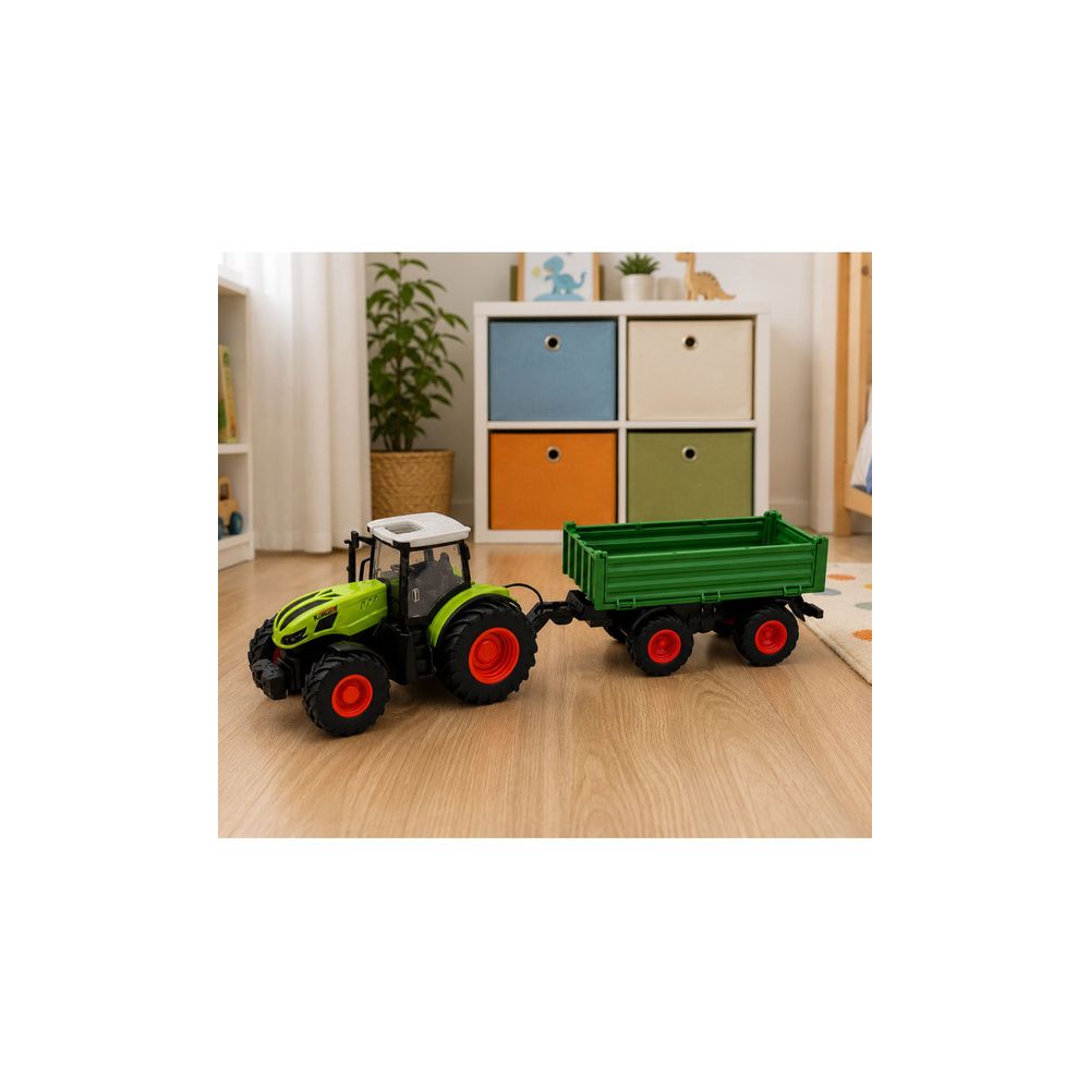 Traktor Rolniczy Z Przyczepą Wywrotką Zdalnie Sterowany RC Zielony 1:24