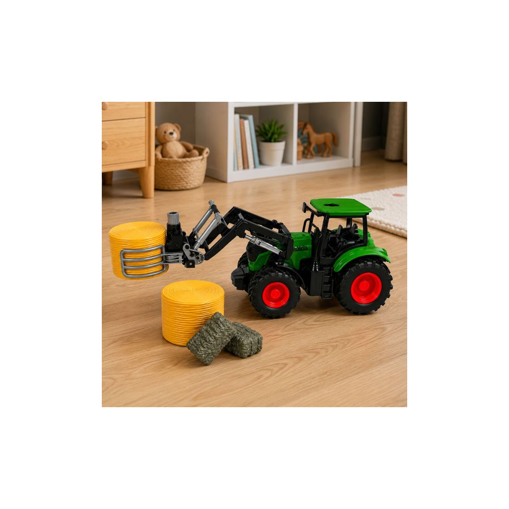 Zestaw Rolniczy Traktor z Chwytakiem Do Bel Przyczepy Rolnicze Siano 1:24
