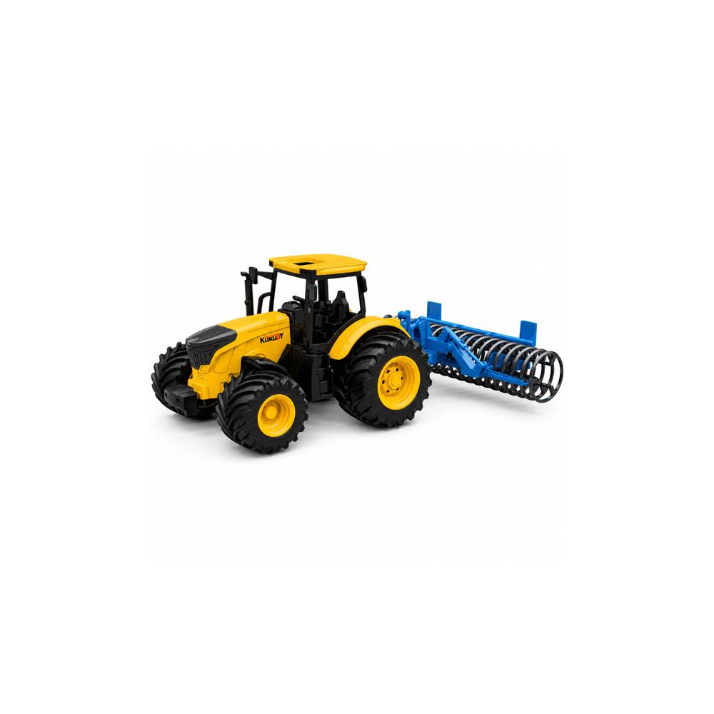 Traktor Rolniczy Farmerski z Wałem Uprawowym Światła Dźwięki Żółty 1:24