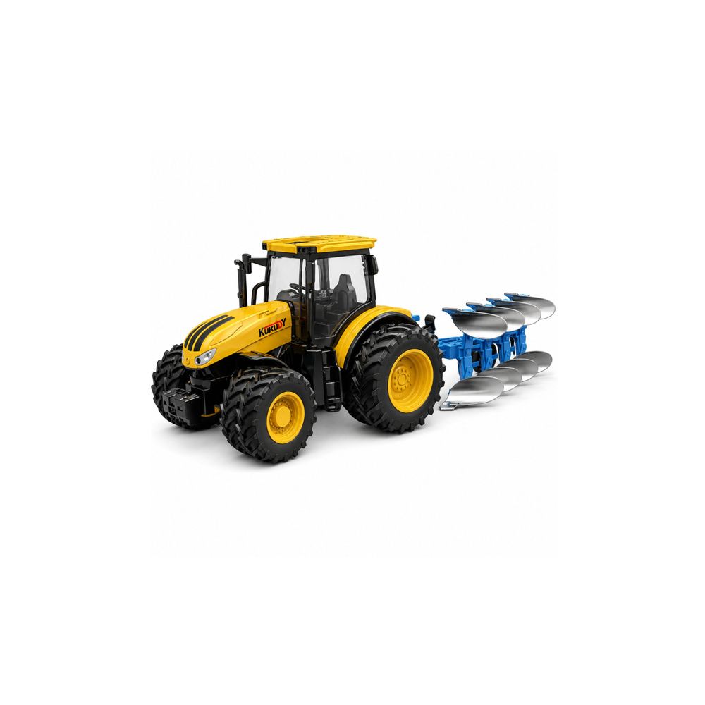 Traktor Rolniczy Z Pługiem Wieloskibowym Światła Dźwięki Żółty 1:24