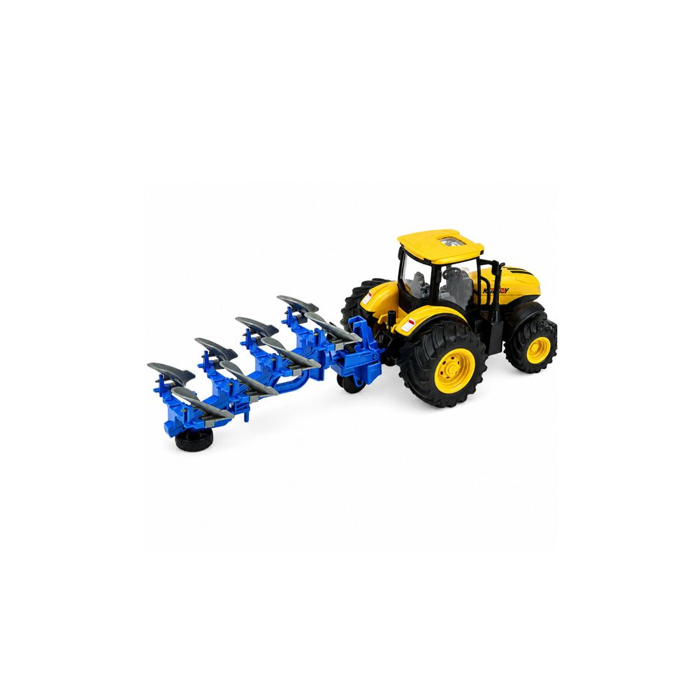 Traktor Rolniczy Z Pługiem Wieloskibowym Światła Dźwięki Żółty 1:24