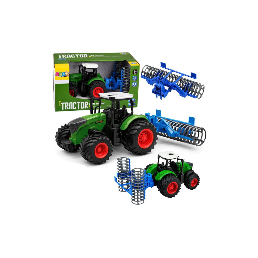 Traktor Rolniczy Farmerski Gospodarski z Wałem Uprawowym Zielony 1:24