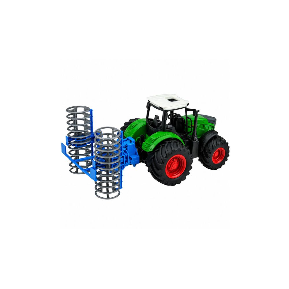 Traktor Rolniczy Farmerski Gospodarski z Wałem Uprawowym Zielony 1:24