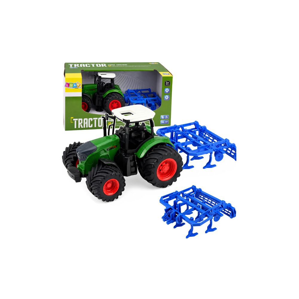 Traktor Rolniczy Farmerski Z Kultywatorem Agregat Uprawowy Zielony 1:24