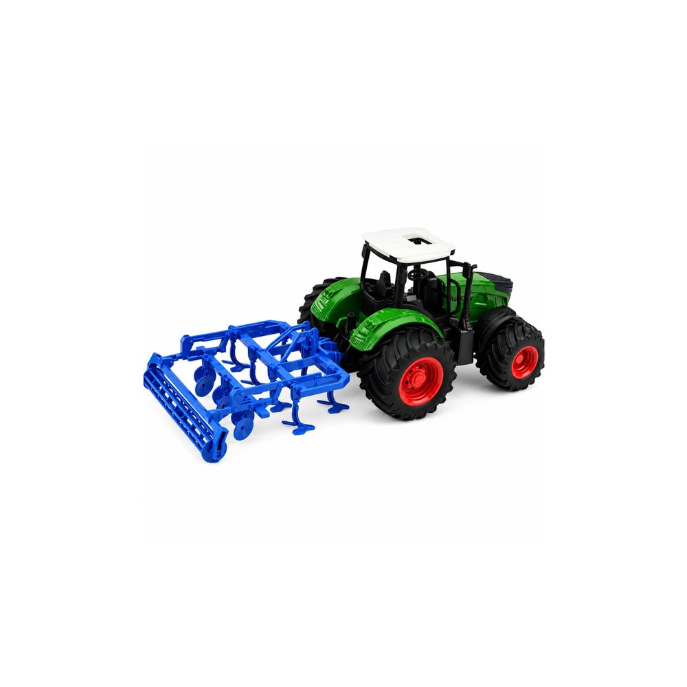Traktor Rolniczy Farmerski Z Kultywatorem Agregat Uprawowy Zielony 1:24