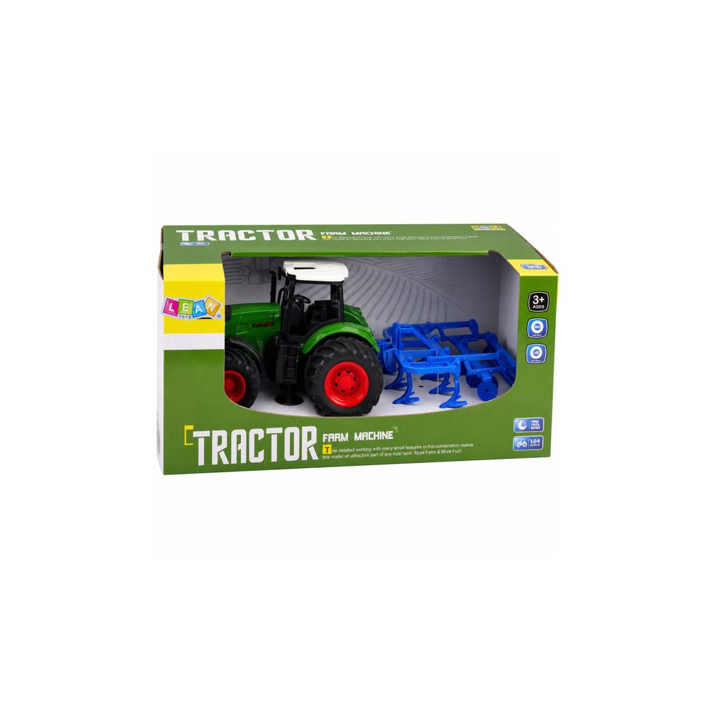 Traktor Rolniczy Farmerski Z Kultywatorem Agregat Uprawowy Zielony 1:24
