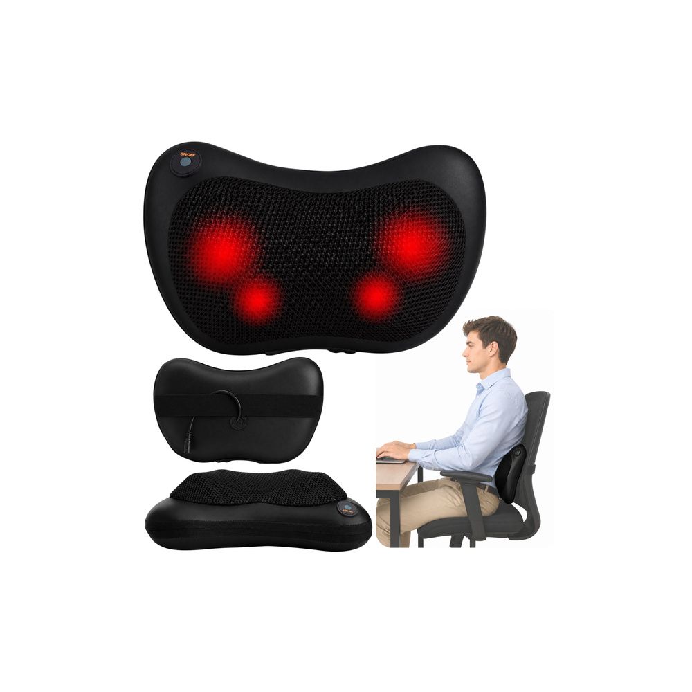 Masażer Shiatsu Poduszka Masująca Plecy Kark z Podgrzewaczem Czarna