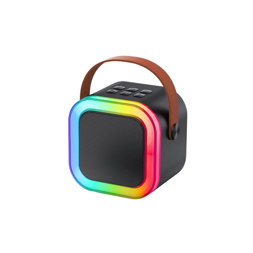 Zestaw Do Karaoke Głośnik Bluetooth Dwa Mikrofony Światła LED Czarny
