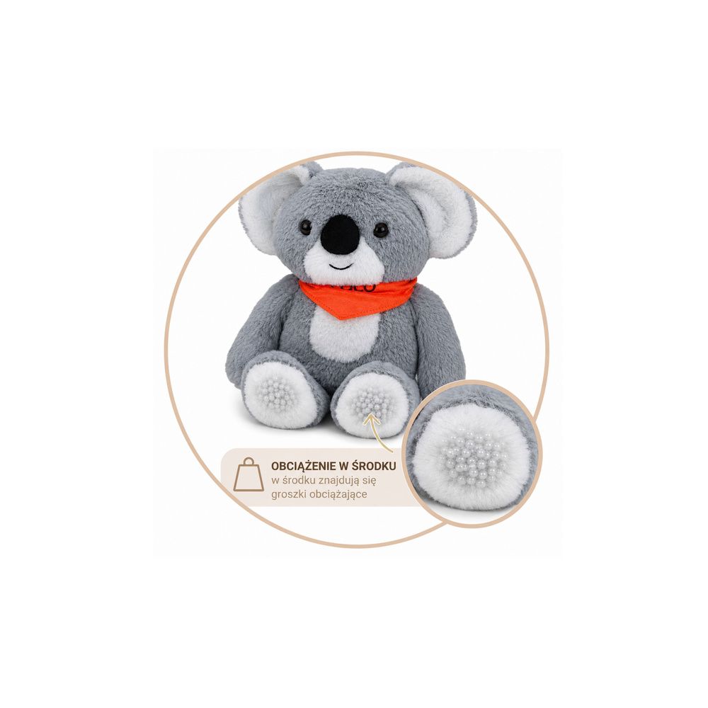 Miś Koala Pluszak Obciążeniowy Terapeutyczny Maskotka 1.3 KG Szary 35 cm