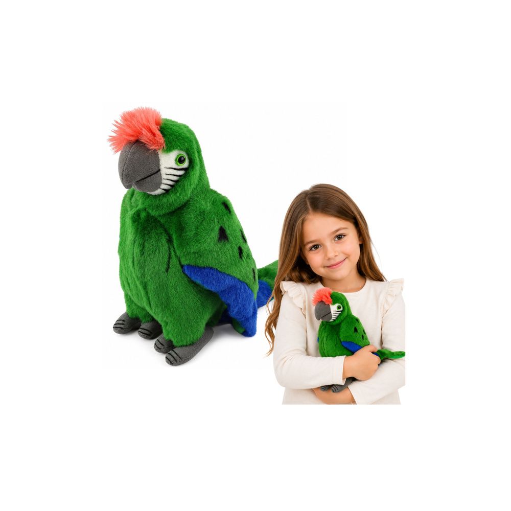 Pluszowa Papuga Ara Ptak Egzotyczny Maskotka Przytulanka Zielona 24 cm