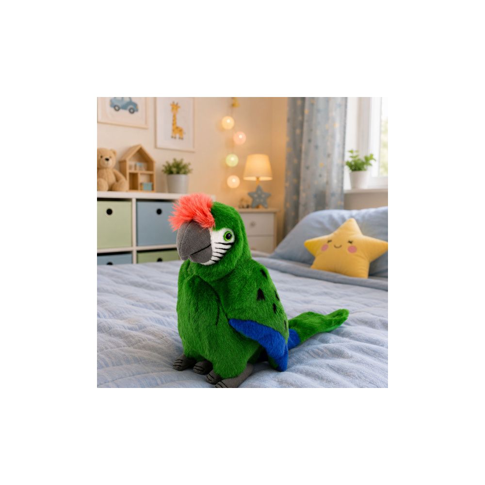Pluszowa Papuga Ara Ptak Egzotyczny Maskotka Przytulanka Zielona 24 cm