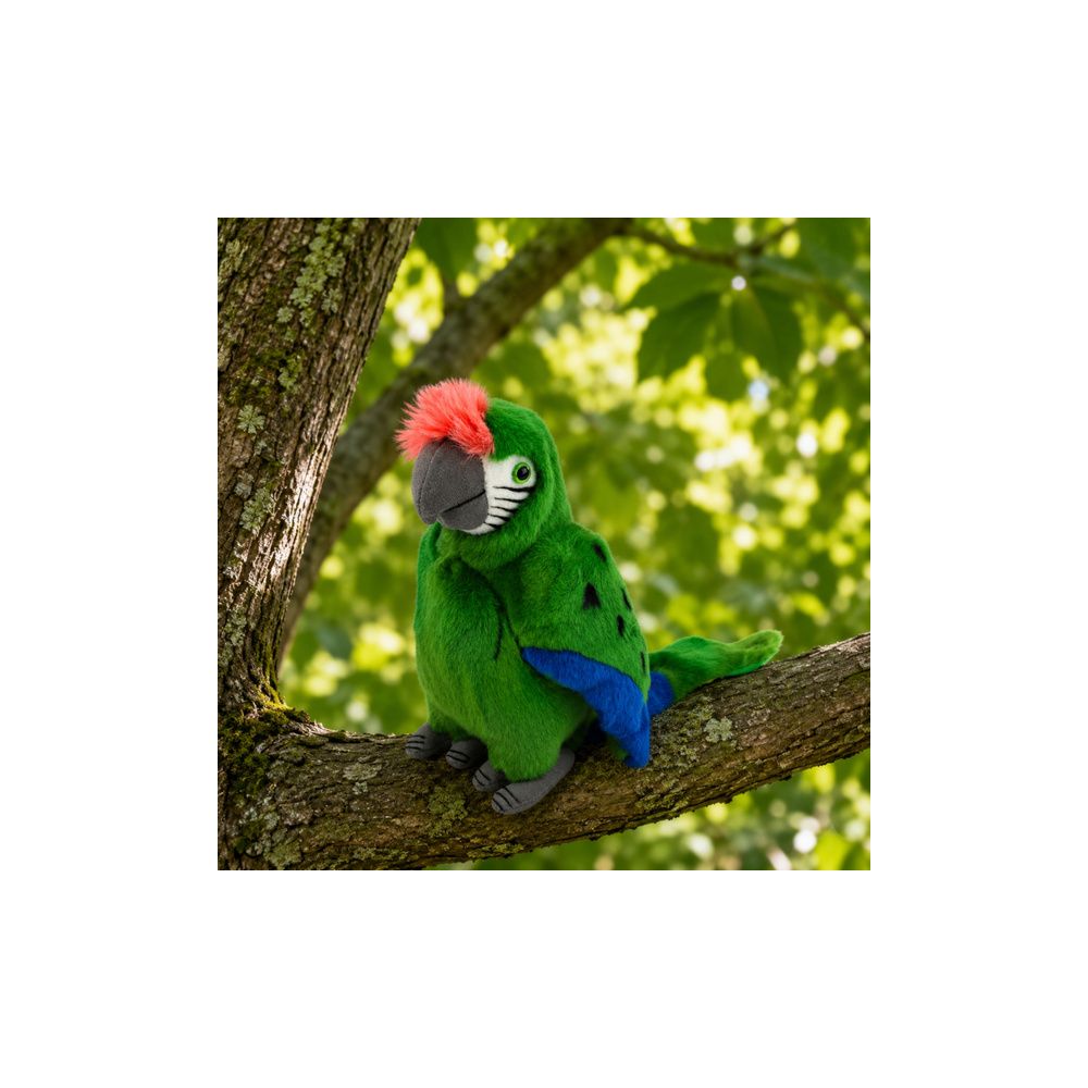 Pluszowa Papuga Ara Ptak Egzotyczny Maskotka Przytulanka Zielona 24 cm