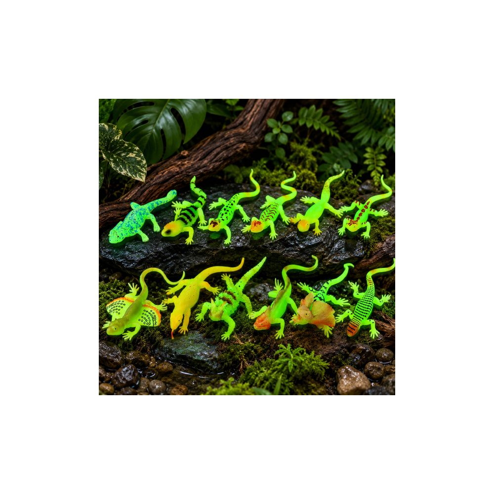 Gumowa Figurka Jaszczurka Fluorescencyjna Świecąca W Ciemności Zielona 15cm