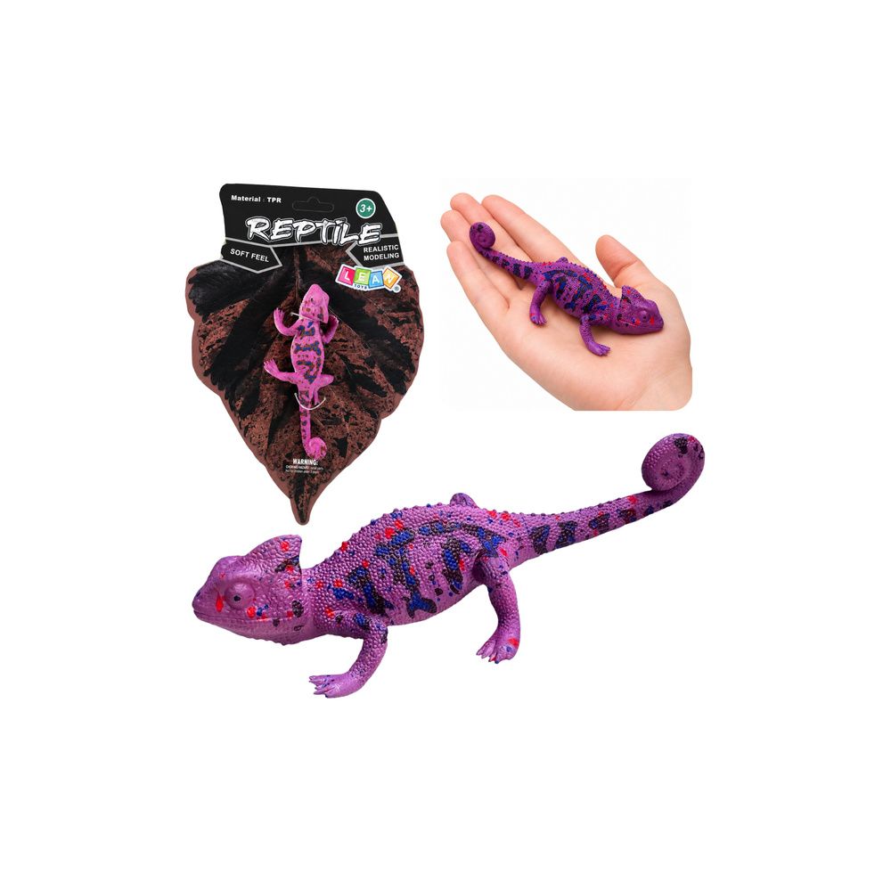 Kameleon Gumowa Figurka Rozciągliwa Realistyczna Fioletowy Gad 14 cm
