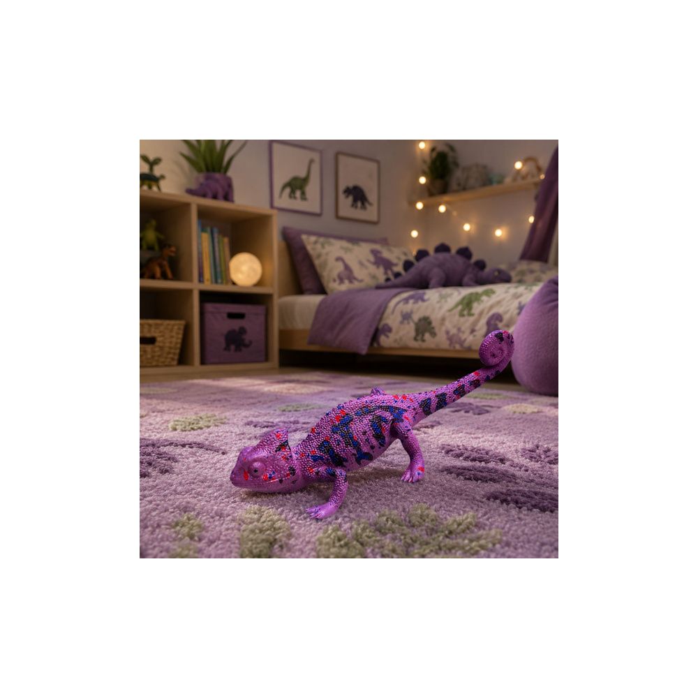 Kameleon Gumowa Figurka Rozciągliwa Realistyczna Fioletowy Gad 14 cm