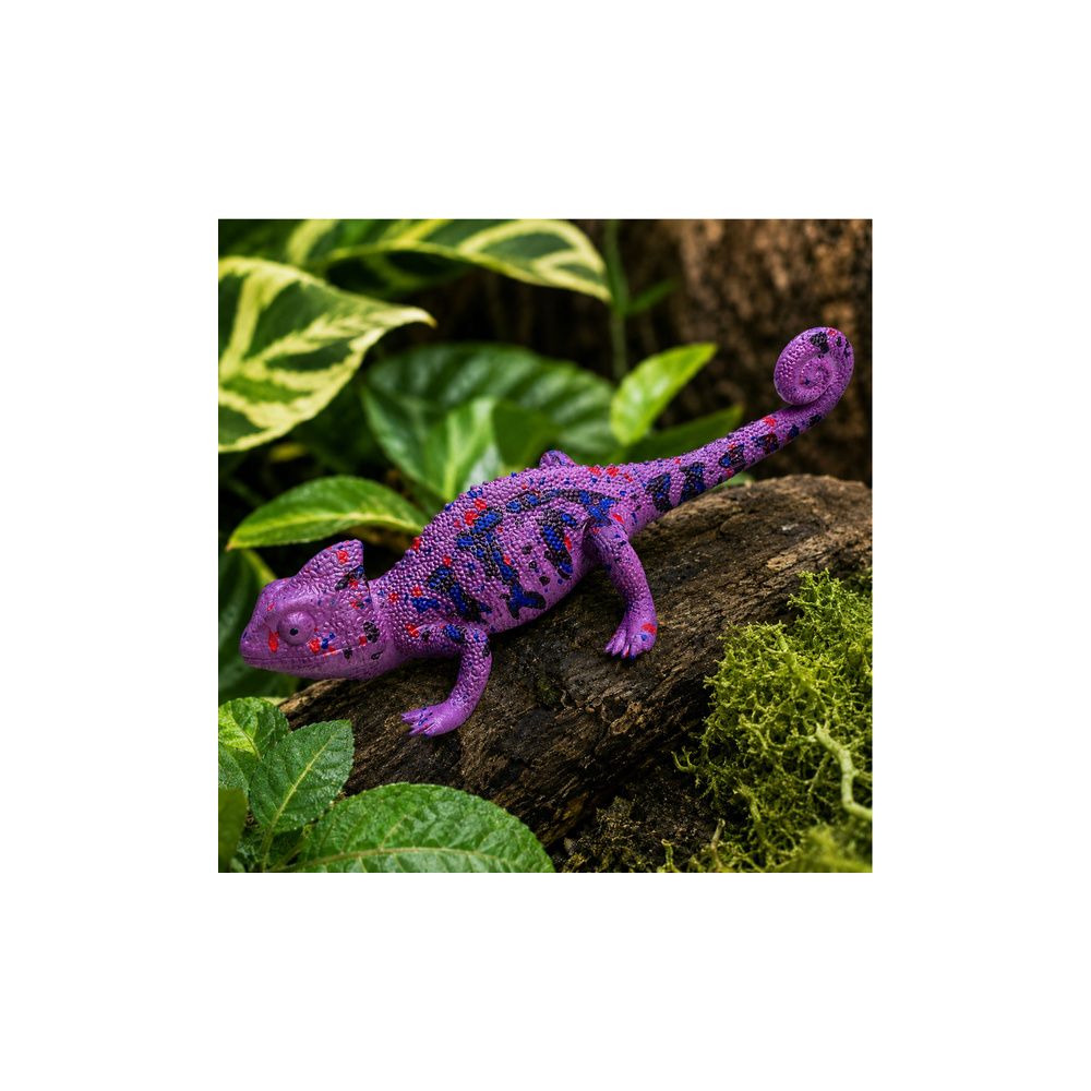 Kameleon Gumowa Figurka Rozciągliwa Realistyczna Fioletowy Gad 14 cm