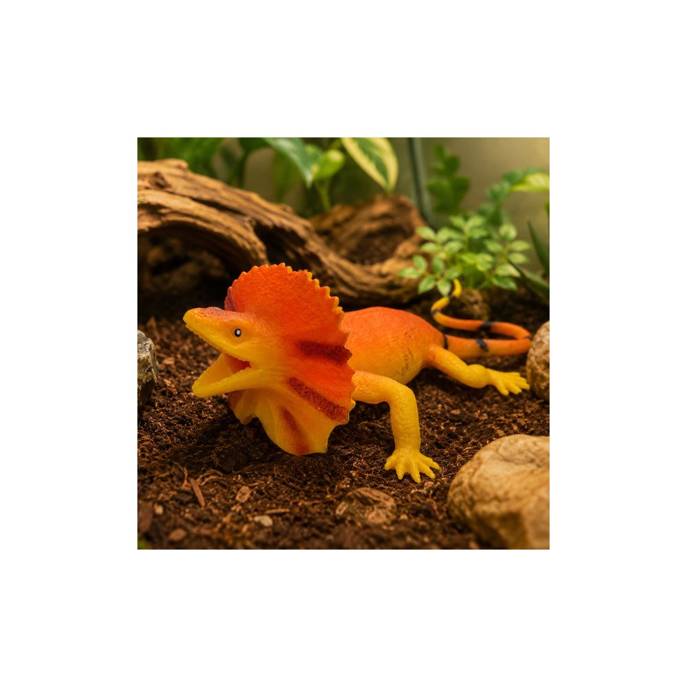 Jaszczurka Kołnierzasta Gumowa Figurka Rozciągliwa Realistyczna 19cm