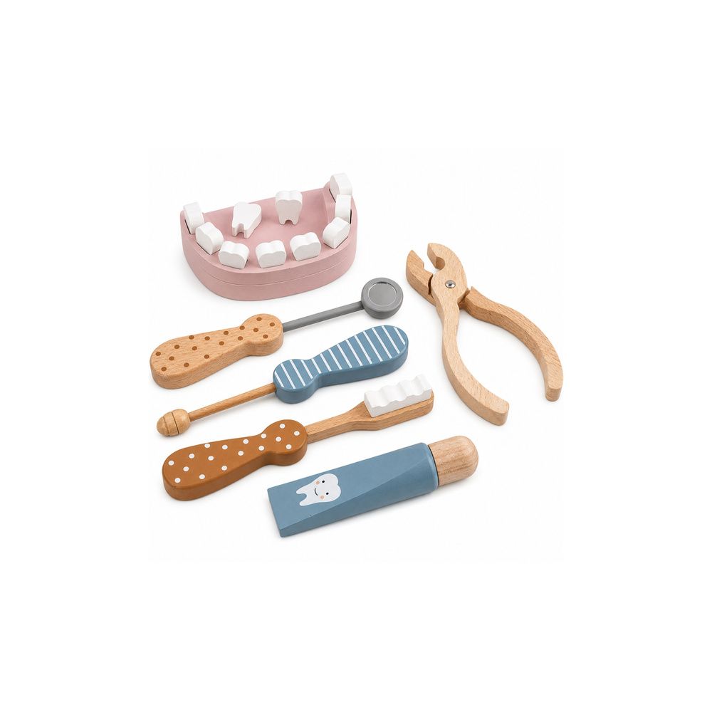 Drewniany Zestaw Dentystyczny Narzędzia Mały Lekarz Stomatolog