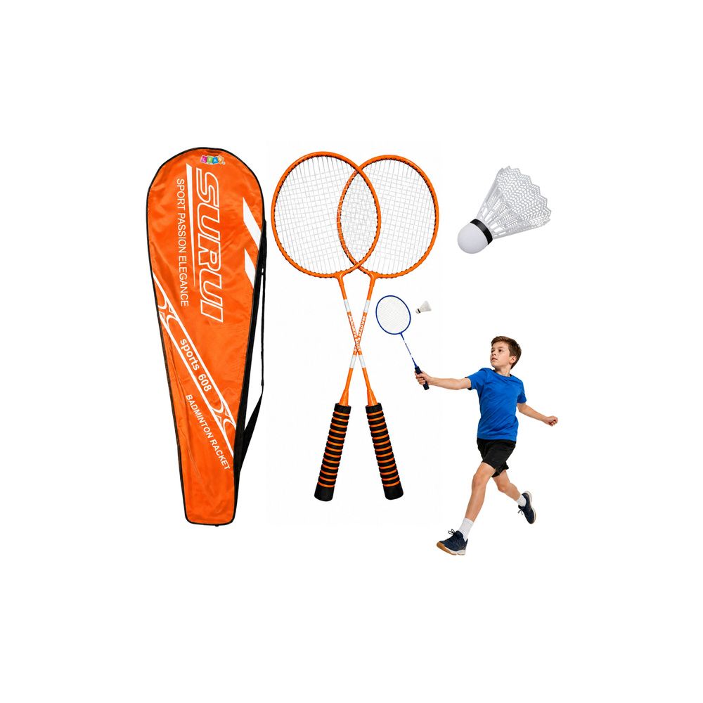 Zestaw Do Gry w Badmintona Paletki Rakietki Lotka Pokrowiec Pomarańczowe