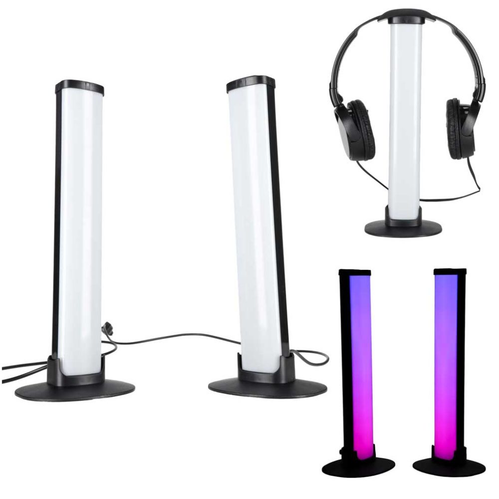 Stalinės lempos LED žaidimams - RGB stulpeliai su nuotolinio valdymo pultu, 2 vnt