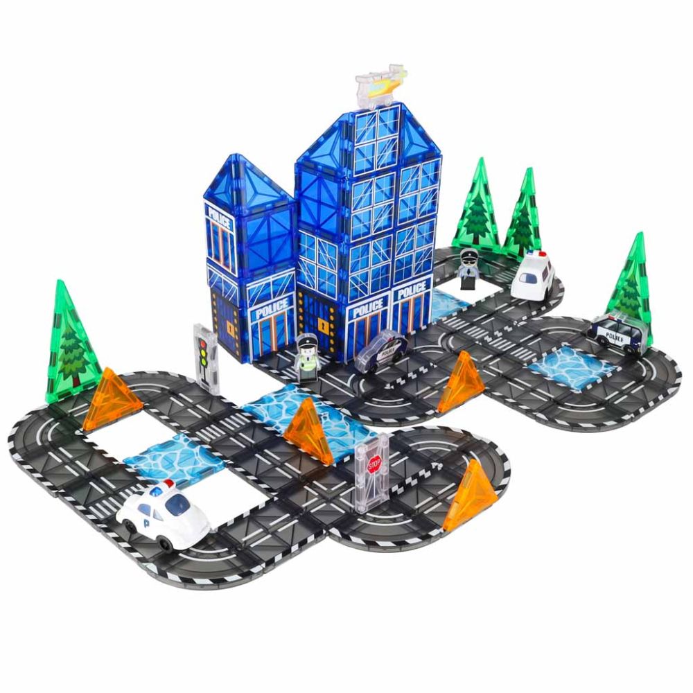Magnetinis konstruktorius 3D Policija su automobiliais, 91 el.