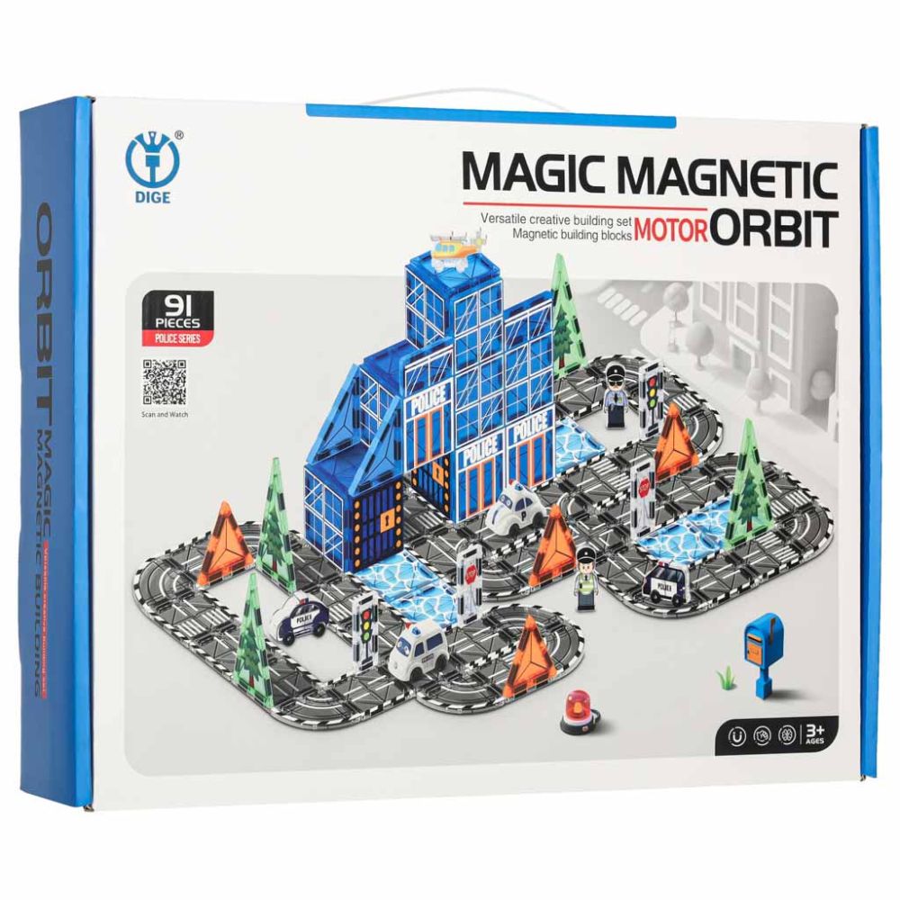 Magnetinis konstruktorius 3D Policija su automobiliais, 91 el.