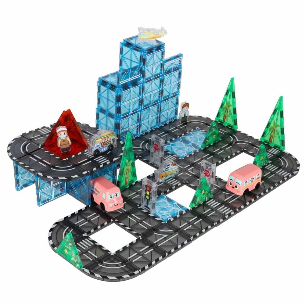 Magnetinis konstruktorius 3D miestas su automobiliais, 91 el.