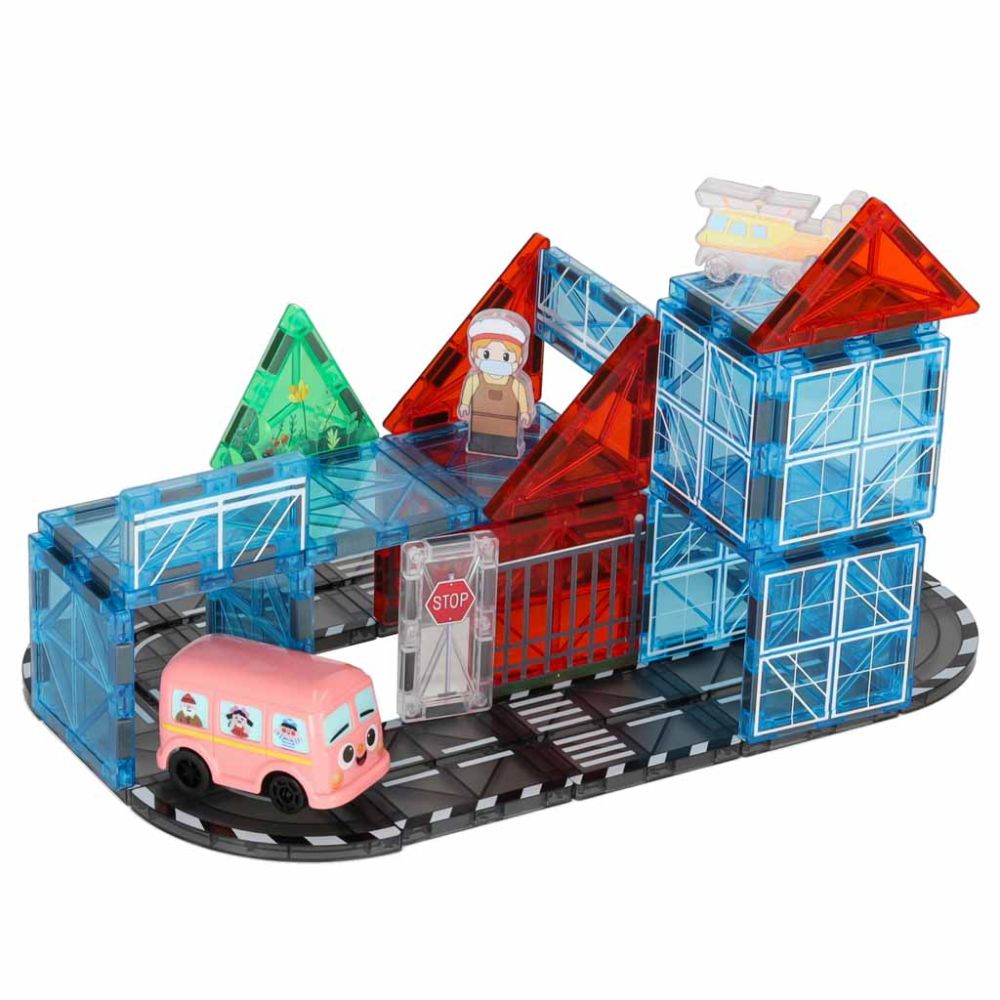 Magnetinis konstruktorius 3D miestas su automobiliais, 91 el.