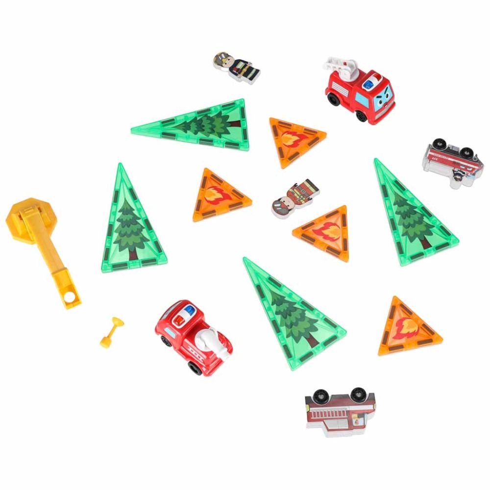 Magnetinis konstruktorius 3D Ugniagesių brigada + 2 automobiliai, 92 el.